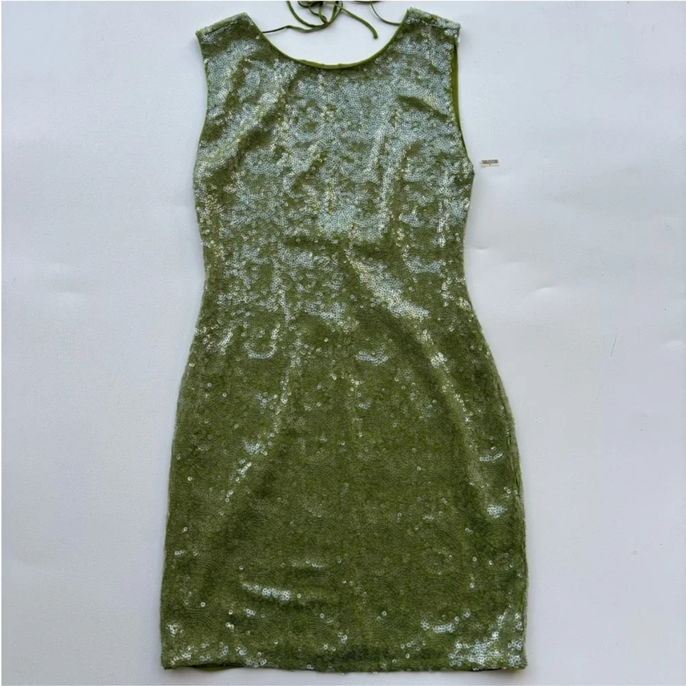 Alice + Olivia Green Sequin Mini Dress - Picture 2 of 10